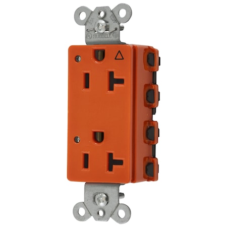 Hubbell Wiring Device-Kellems Straight Blade Receptacle, 5-20R, 20 A, 125V AC, 2 Pole, 3 Wire, Isolated Ground SNAP2162IGL